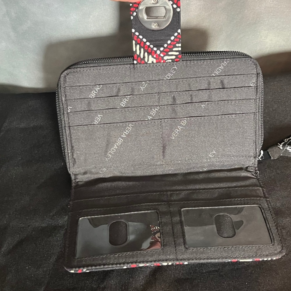 Vera Bradley Turnlock Wallet Quilted Minsk Plaid Cotton Black Red White - Picture 3 of 5